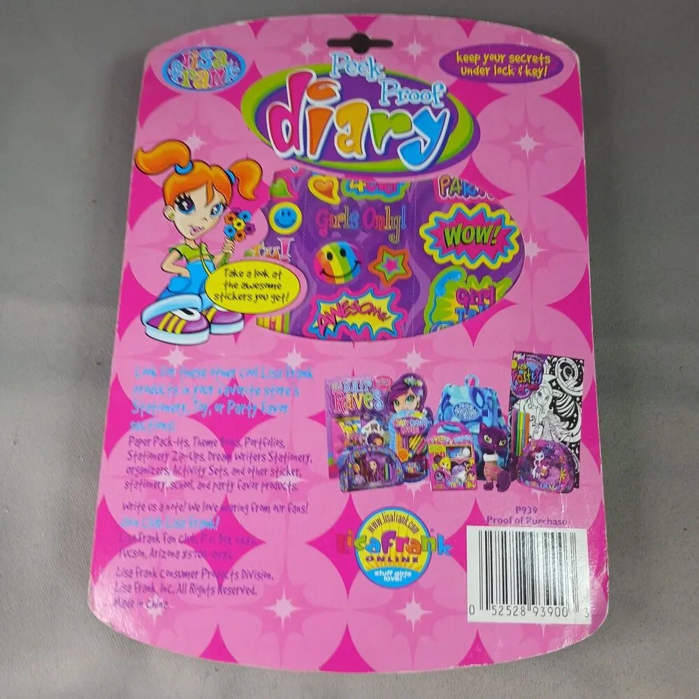 Lisa Frank Diary Peek Proof New in Package Vintage 1990 Y2K Girls with Stickers